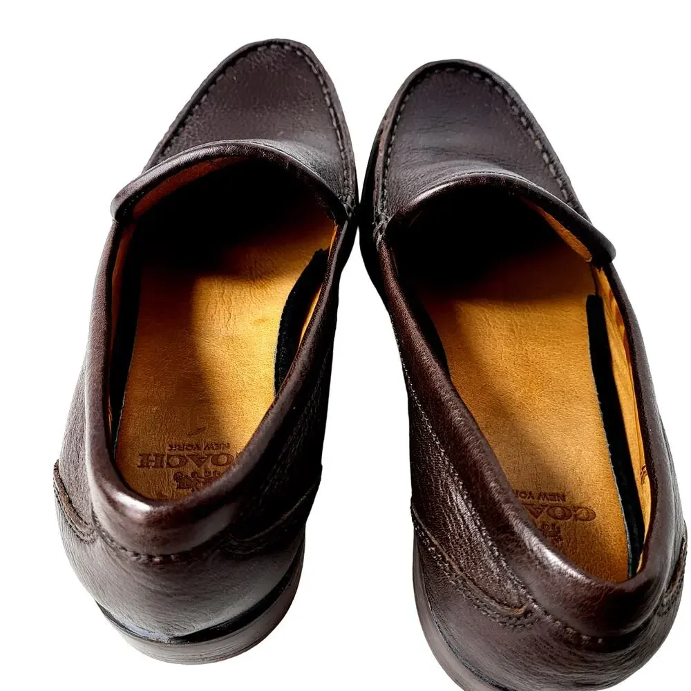Coach Men's Size 8 Thomas Brown Pebbled‎ Leather Slip On Loafer Minimalist # 555